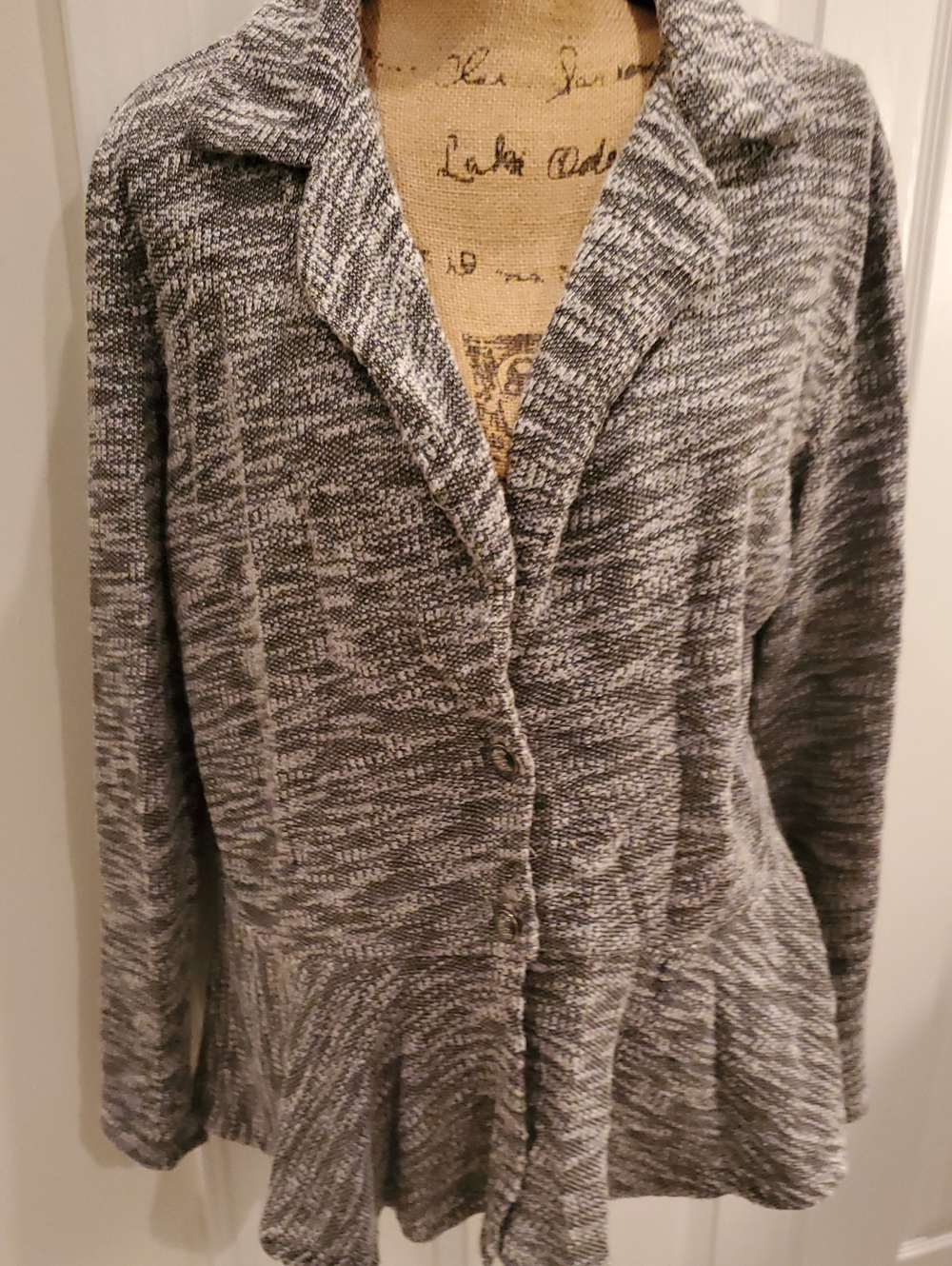 Bobeau Women's Gray & White Peplum Blazer Size Medium